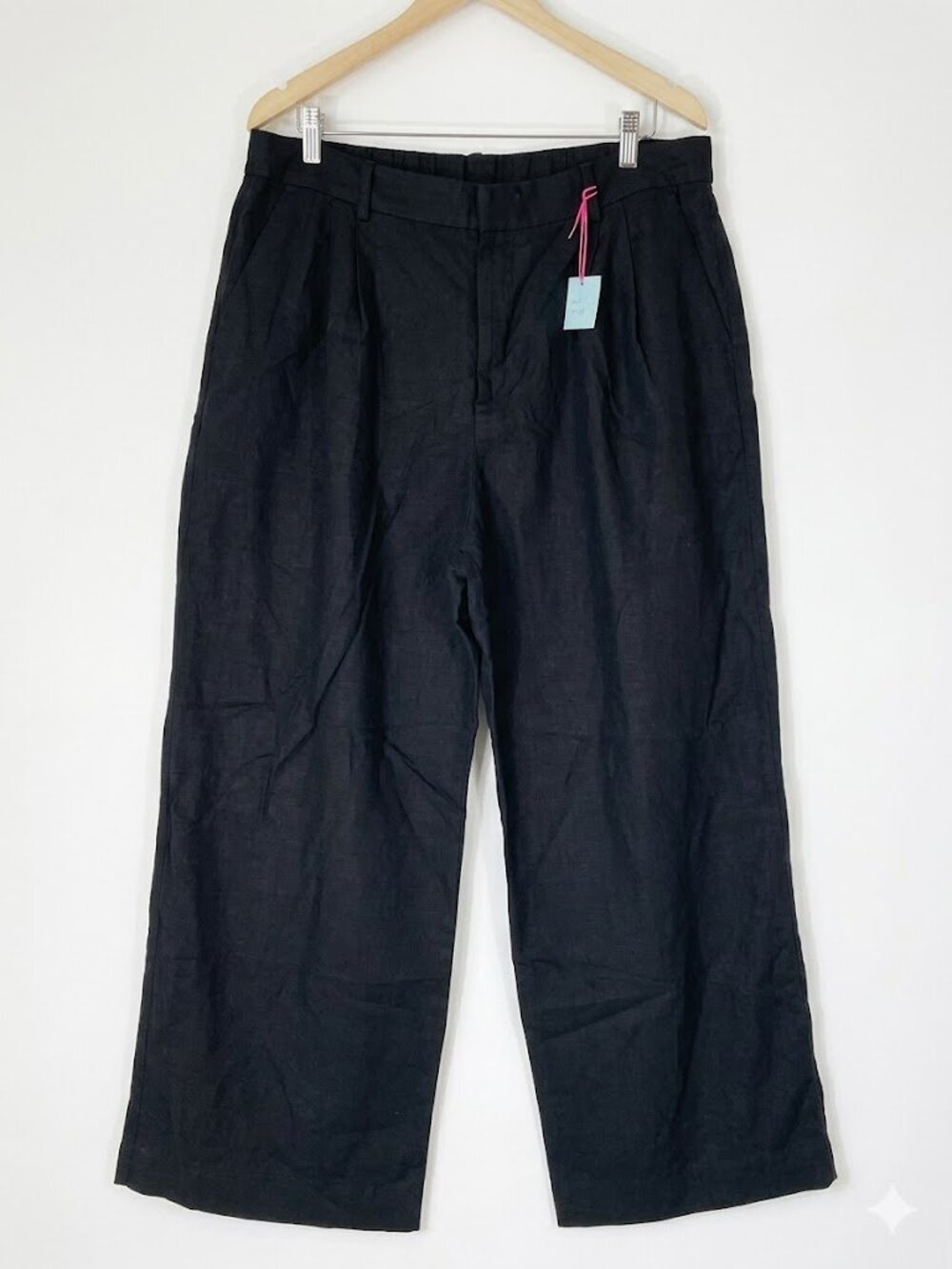 Gap Black Linen Rayon Wide Leg High Waist Trousers 16 - Picture 1 of 7